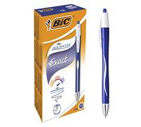 Bic AtlantisExact Penna a Scatto, Punta ad Ago da 0,7 mm, Confezione da 12 Pezzi Colore Blu