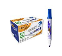 Marcatori a secco per lavagne Bic Velleda® - 452086 Marcatori blu a secco per lavagne con tratto 1,5 mm e punta da 1,5 mm tonda dal fusto di color bianco in confezione da 12 Pz.