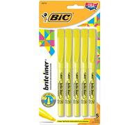 BIC Brite Liner Highlighters, Chisel Point, Yellow, 5-Pack