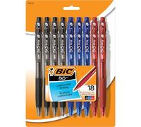 BIC BU3 Grip Penna a scatto, a sfera, punta media (1,0 mm), colori assortiti, confezione da 18 pezzi