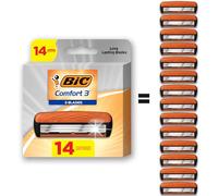 BiC Comfort 3 cartucce ricaricabili per rasoio, rasoi usa e getta a tre lame per uomo, rasoio per pelli sensibili per una rasatura confortevole, 14 cartucce di ricarica per rasoio