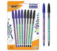 BIC Cristal Collection - Penna a sfera a punta media (1, 0 mm), confezione da 8, colore: Nero/Blu