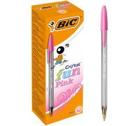BIC Cristal Fun 929056 - Penne a sfera 1.6 mm largo inchiostro, pasta rosa, Confezione da 20 Pezzi