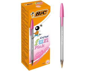 BIC Cristal Fun 929056 - Penne a sfera 1.6 mm largo inchiostro, pasta rosa, Confezione da 20 Pezzi