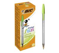 BIC Cristal Fun Ballpoint Pens Wide Point (1.6 mm) - Lime Green, Box of 20