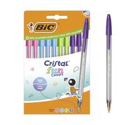 BIC Cristal Fun Colors Penne a Punta larga (1,6 mm) - Colori assortiti, confezione da 10