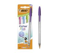 BIC Cristal Fun Colors, penne a punta larga, 1,6 mm, colori assortiti, confezione da 4