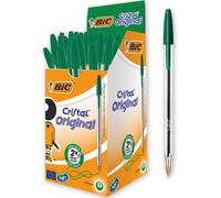 Bic Cristal Medium Smudge-free Ballpoint Pen, 1.0mm Tip Line, Green, Ideal for O
