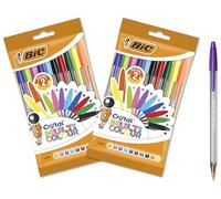 BIC Cristal Multicolour, Penne Colorate a Sfera, Punta Larga 1.6mm, 2 Confezioni x 10 Unità, Cancelleria Scuola, Casa e Ufficio