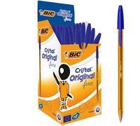 Bic Cristal Original Fine Ball Pens, Fine Point (0.8 mm), Blue, Box of 50 - Smud