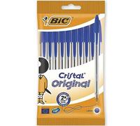 Bic Cristal Original - Penna a sfera a punta media, senza sbavature, ideale per ufficio e scuola, confezione da 8 (inchiostro blu originale ristal (1,0 mm)