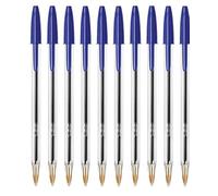BIC Cristal Original - Penne a sfera da 1,0 mm, confezione da 10, inchiostro a lunga durata, scrittura fino a 2 volte più delle penne a sfera standard, scrittura fluida, uso quotidiano affidabile