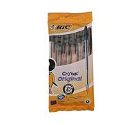 Bic Cristal Original Penne a sfera senza sbavature, ideali per la scuola, nero, punta media (1,0 mm), confezione da 8