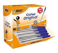 Penne a sfera Bic Cristal® - 482095 Penne blu a sfera con tratto da 1 mm e fusto di color trasparente in confezione da 90 Pz.