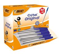 BIC Cristal Original, Penne Blu a Sfera, Punta Media (1.0 mm), Confezione da 90+