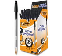 BIC Cristal Original, Penne Nere a Sfera, Punta Media (1.00 mm), Confezione 50 P