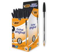 BIC Cristal Original Penne Nere a Sfera Punta Media 1 mm Confezione 50 Nero