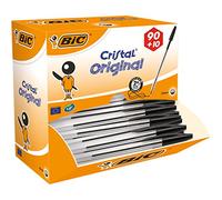 Penne a sfera Bic Cristal® - 482005 Penne nere a sfera con tratto da 1 mm e fusto di color trasparente in confezione da 90 Pz.
