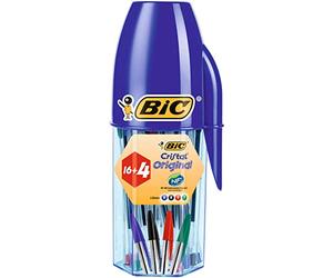Bic Cristal Original, Set Penne Colorate A Sfera, Punta Media 1.0 Mm, 20 Unità, Cancelleria Scuola, Multicolore, 8.1 x 7.1 x 18.5 Cm