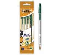 BIC Cristal Original Stylos-Bille Pointe Moyenne (1,0 mm) - Vert, Pochette de 4