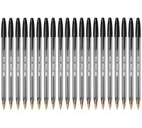 BIC Cristal - Penna a sfera grande, punta larga 1,6 mm, inchiostro nero, confezione da 20