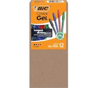 BIC Cristal - Penne gel a punta media (0,7 mm), scrittura ultra morbida, lunga durata, penne gel colorate assortite, confezione da 12