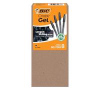 BIC Cristal - Penne gel a punta media (0,7 mm) ultra morbide e di lunga durata, 8 pezzi