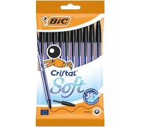Bic Penne Nere A Sfera, Cristal Soft, Ottime Per La Scuola, Punta Media, 1.2 Mm, Nero, 10 Unità, 11.3 X 1 X 20.6 Cm