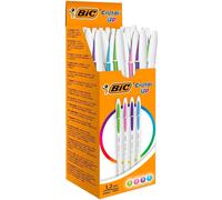 Penne a sfera Bic Cristal UP Bicolor - 939294 Penne di colori assortiti a sfera con tratto da 0,35 mm e fusto di color bianco in confezione da 20 Pz.