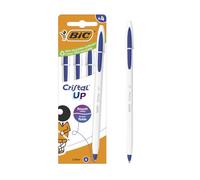 BIC Cristal Up Penne a punta larga (1,2 mm) con corpo bicolore - inchiostro blu, confezione da 4