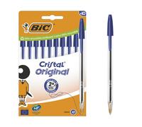 BIC Crystal Original - Penna a sfera con punta media (1,00 mm), colore: blu, con