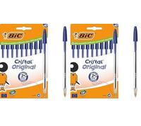 BIC Crystal Original - Penna a sfera con punta media (1,00 mm), colore: blu, confezione da 20