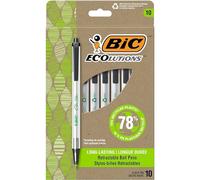BIC Ecolutions Clic Stic - Penne a sfera retrattili, punta media, inchiostro nero, confezione da 10 (CSEM10-BLK)