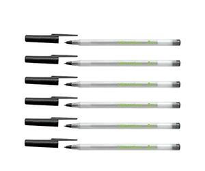 BIC Ecolutions - Set di 6 penne a sfera rotonde con corpo trasparente ghiacciato, colore: nero