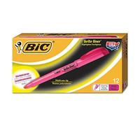 BIC Evidenziatore a Penna Grip, Fucsia, Confezione da 12