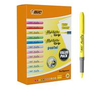 BIC Evidenziatori Highlighter Grip, perfetti per l'aula o l'ufficio, colori assortiti, confezione da 24