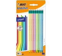 BIC Evolution Graphite Pencils - Pack of 8 - HB Pencils with Eraser - Colourful