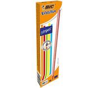 BIC Evolution Stripes Matite HB In Grafite - Fusto Rosso, Confezione Da 12