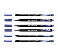 BIC Fineliner Intensity - Confezione da 6 penne in feltro con punta in metallo sottile, 0,4 mm, colore: Blu