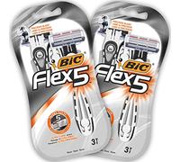 BIC Flex 5 Rasoi Usa e Getta da Uomo, 5 Lame Mobili, Confezione da 2 Pacchi da 3 Pezzi
