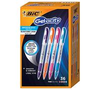 BIC Gel-ocity - Penna gel liscia a punta fine (0,5 mm), colori assortiti alla moda, confezione da 36 penne gel stick assortite (RGSFA36-AST)