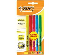 Bic Highlighter Evidenziatori punta smussata, 5 unità