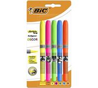 BIC Highlighter Grip Decor Evidenziatori a punta smussata, colori assortiti, confezione da 5