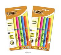 BIC Highlighter Grip, Evidenziatori Colorati, Tecnologia Anti-Essiccazione e Punta a Scalpello per Tratti Spessi e Sottili, 10 Unità, Cancelleria Studenti
