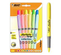 BIC - Highlighter Grip, evidenziatori con punta smussata regolabile, colori viva