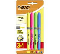 BIC HIGHLIGHTER GRIP PACK DE 4 MARCADORES FLUORESCENTES - TINTA CON BASE DE AGUA