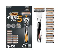 BIC Hybrid 5 Flex Rasoio da Uomo Ricaricabile, Nero, 5 Lame, Confezione da 1+10 Unità