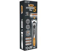 BIC Hybrid 5 Flex Rasoio Ricaricabile da Uomo, Starter Kit con Manico e Lame di Ricarica - Confezione da 1 + 3 Ricariche, 5 Lame Mobili