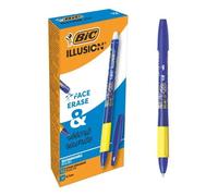 BIC Illusion Penne cancellabili e ricaricabili a punta media, 0,7 mm, inchiostro blu, confezione da 12
