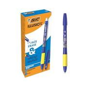 BIC Illusion Penne cancellabili e ricaricabili a punta media, 0,7 mm, inchiostro blu, confezione da 12